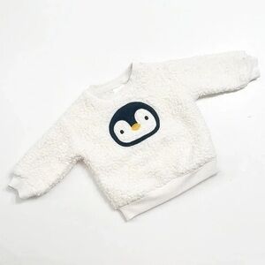 JUMPING BEANS White Fleece Penguin Sweater